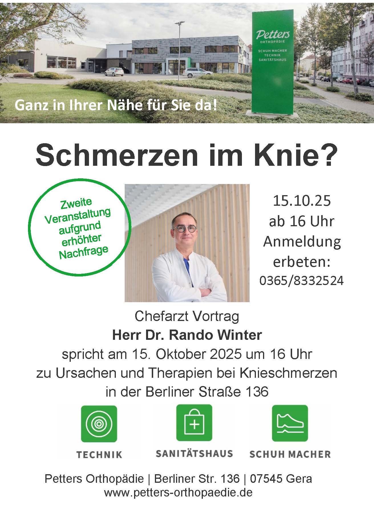 Knieschmerzen? Chefarzt-Vortrag am 15.10.25
